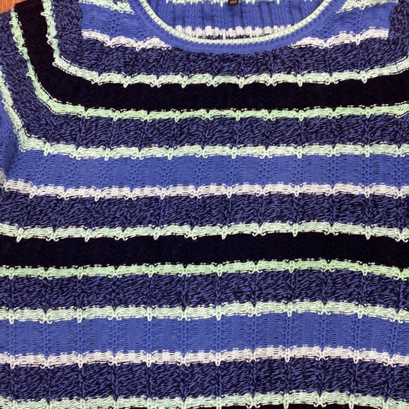 Talbots Open Knit 100% Cotton Striped Sweater Size Large - Picture 5 of 9